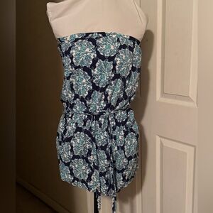 Lilly Pulitzer Blue and White Strapless Romper One Piece